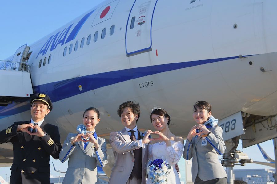 羽田に駐機中のana国際線機材で結婚式 問い合わせ100件 7組成約 Traicy トライシー