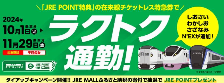 JR East Offers Special Rate for JRE POINT Reward Tickets on Conventional Lines in the Metropolitan Area: Exchange from 400 Points