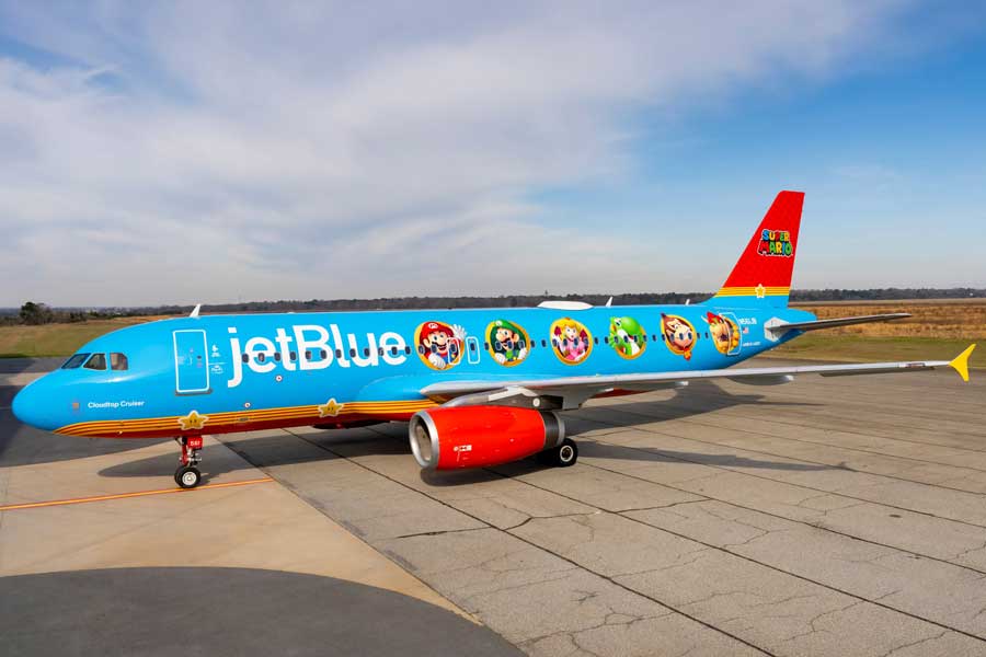 JetBlue Airways Unveils Special Livery Aircraft in Collaboration with Nintendo